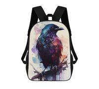 sinyumoney Raven Colorful Children's Backpacks School 3D Printed Bag Bookbag for Kids Travel Rucksacks Boy Girl Book Bags Kids School Bag 17inch