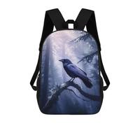 sinyumoney Raven Crow in Misty Forest Ronaldo Backpack, Children's Backpack, Student School Bag, Book Bag, 3D Printed School Bag For Boys And Girls, 17inch