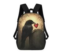 sinyumoney Raven Holding Heart on Tombstone-1 Backpack School Daypacks Business Backpack Water Resistant Bookbag for Camping Outdoor Adventures And Daily Travel 17inch
