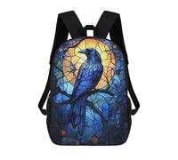 sinyumoney Raven in Stained Glass Backpack School Bag Lightweight Airport College Students Back Pack for Men, Women & Teenage Boys 17inch