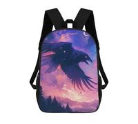 sinyumoney Raven in Starry Sky Backpacks Kids Student Schoolbag,3D Printed Backpacks,Elementary And Middle School Students Backpacks for Boys Girls 17inch