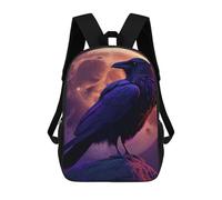 sinyumoney Raven Moon Night Backpack School Lightweight Casual Daypack School Backpacks for Boys/Girls/Teenagers 17inch