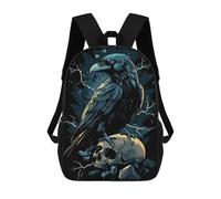 sinyumoney Raven on Skull Backpack School Bag Large Water Resistant Laptop Backpack for Teenage Girls Boys Women Men 17inch