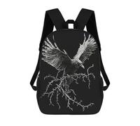 sinyumoney Raven on Thorny Branch Kids School Backpack School Bag 3D Printed School Bag for Boys Elementary And Middle School Students 17inch
