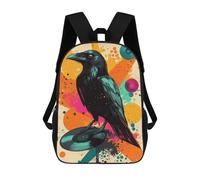 sinyumoney Raven on Vinyl Record Pop Art Children's School Backpack 3D Printed for Kids Travel Rucksacks Book Bags for Boys Elementary School Students 17inch