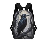 sinyumoney Raven Perch Children's School Backpack 3D Printed for Kids Travel Rucksacks Book Bags for Boys Elementary School Students 17inch