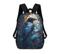 sinyumoney Raven Stained Glass School Backpack Water Resistant Travel Backpack Computer Bag for School/Work/Travel 17inch