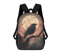 sinyumoney Raven Under Full Moon Rucksack Lightweight Airport College Students Back Pack for Girls Boys Teenage 17inch