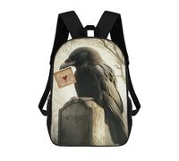 sinyumoney Raven with Heart Note on Tombstone Backpack School Bag Large School Backpack for Boys - Perfect for Travel, Work And Daily Use 17inch