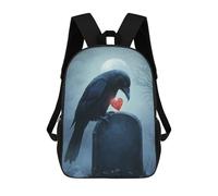 sinyumoney Raven with Heart on Grave School Backpack Water Resistant School Bag Business Backpack for Men/Women 17inch