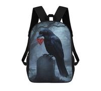 sinyumoney Raven with Heart on Tombstone Rucksacks 3D Printed Children 17inch Backpacks Fashion Casual Daypack Travel Bags Outdoor Casual Daypack for Boy And Girl