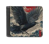 sinyumoney Raven's Flight Over Waves 3D Print Clutch Purse Safe Protection Card Slots Note Section Soft Convenient Wallets for Boys Girls 11.7cm*9.5cm