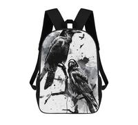 sinyumoney Ravens Ink Backpacks Kids School Backpack School Bag 3D Printed School Bag for Boys Elementary And Middle School Students 17inch