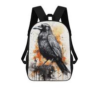 sinyumoney Ravens Watercolor Children's School Backpack 3D Printed for Kids Travel Rucksacks Book Bags Kids School Bag 17inch