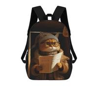 sinyumoney Reading Cute Cartoon Cat School Backpack 3D Printed Children's 17inch Backpacks Bag Bookbag for Kids Boy Girl Book Bags Kids School Bag Travel Rucksacks