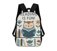 sinyumoney Reading Is Fun Owl Illustration School Backpack Computer Rucksack for School/Work/Travel- Perfect for Travel, Work And Daily Use 17inch