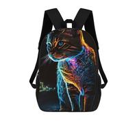 sinyumoney Realistic Cat Night Time School Bag Backpack Teen Schoolbag 3D Printing Adjustable Schoolbag Fashion Pocket Bag for Kids Boys Girls Students And Teenagers Fans 17inch