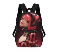 sinyumoney Red And Black Striped Anime Girl Backpack School Daypacks Business Backpack Water Resistant Bookbag for Boys/Girls/Teenagers 17inch