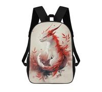 sinyumoney Red And White Fantasy Creature Artwork Rucksack Water Resistant Computer Rucksack for Camping Outdoor Adventures And Daily Travel 17inch