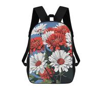 sinyumoney Red And White Flowers Backpacks Kids School Backpack School Bag 3D Printed School Bag for Boys Elementary And Middle School Students 17inch