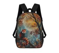 sinyumoney Red Autumn Panda Backpack School Bag Business Laptop Rucksack Bag Unisex Casual Daypack for Teenage Girls Boys Women Men 17inch