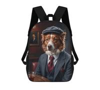 sinyumoney Red Border Collie Dog in Suit at The Pub Backpack School Fashion Stationery Backpack Waterproof Casual Daypacks for Boys/Girls/Teenagers 17inch