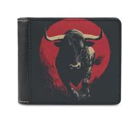 sinyumoney Red Bull Fury 3D Print PU Men's Leather Wallet Use Holds Bills Leather RFID Slim Elegant Wallets 11.7cm*9.5cm