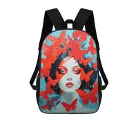 sinyumoney Red Butterflies Children's Backpack, 3D Printed School Backpack, Backpack for Boys Girls, Adjustable School Bag for Primary School 17inch
