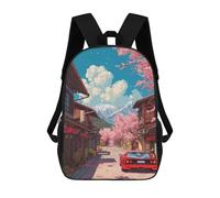 sinyumoney Red Car in Japanese Cherry Blossom School Backpack Business Laptop Rucksack Bag Unisex Casual Daypack for Men/Women 17inch