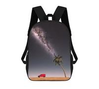 sinyumoney Red Car Tree And Milky Way Rucksacks 3D Printed Children Backpacks Fashion Casual Daypack Cute Travel Bags Outdoor Casual Daypack for Boy And Girl 17inch