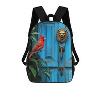 sinyumoney Red Cardinal Bird And Lion Knocker on Door School Bags Daypacks Business Backpack Water Resistant Bookbag for School/Work/Travel 17inch