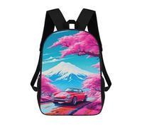 sinyumoney Red Cars in Cherry Blossom Backpack School Lightweight Airport College Students Back Pack for Men, Women & Teenage Boys 17inch