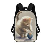 sinyumoney Red Cat Jumps on Ball Kids Backpack, Kids School Bag 3D Printed School Backpacks for Boys And Teenager School Students 17inch
