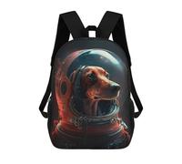 sinyumoney Red Dachshund Astronaut Backpack School Bag Lightweight Airport College Students Back Pack for Teenage Girls Boys Women Men 17inch