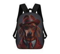 sinyumoney Red Dachshund Mafia Boss Backpack School Large Water Resistant Laptop Backpack for School/Work/Travel 17inch