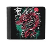 sinyumoney Red Dragon Fury 3D Print PU Leather Wallet Slots ID Window RFID Blocking Stylish Slots Note Section Purse Youth Guys 11.7cm*9.5cm