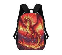 sinyumoney Red Dragon in Fiery Battle Scene Backpacks Kids School Backpack School Bag 3D Printed School Bag for Boys Elementary And Middle School Students 17inch