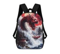 sinyumoney Red Dragon Rising School Bags High Secondary School Bags Casual Backpack for Camping Outdoor Adventures And Daily Travel 17inch