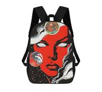 sinyumoney Red Face in Galaxy Backpack, Children's Backpack, Student School Bag Bookbag Rucksack, 3D Printed School Bag for Boys Girls 17inch