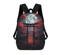 sinyumoney Red Fantasy Gate in Japan Backpack Kids School Bag Boys Cartoon 3D Print Students Schoolbag Laptop Daypack for Boys Girls 17inch