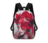 sinyumoney Red Feathered Fantasy Woman Art Print School Bags School Secondary High School College Backpack Travel for Men, Women & Teenage Boys 17inch