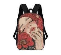 sinyumoney Red Floral Beauty School Bags School Secondary High School College Backpack Travel for Campus Outdoor Travel Sports 17inch