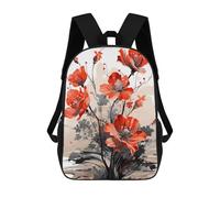 sinyumoney Red Flowers 2 School Backpack Business Laptop Rucksack Bag Unisex Casual Daypack for Boys/Girls/Teenagers 17inch