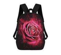 sinyumoney Red Flowers School Backpack Large Water Resistant Laptop Backpack for Boys/Girls/Teenagers 17inch