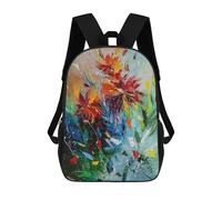 sinyumoney Red Flowers School Backpack Water Resistant School Bag Business Backpack for Girls Boys Teenage 17inch