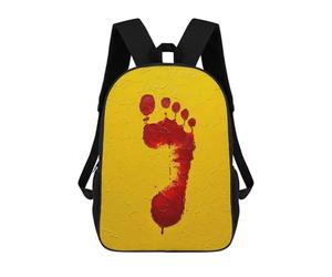 sinyumoney Red Footprint on Yellow Textured Background Children's Backpacks 17inch School Backpack 3D Printed Bag Bookbag for Kids Travel Rucksacks Boy Girl Book Bags Kids School Bag