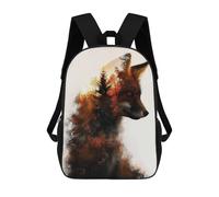 sinyumoney Red Fox Double Exposure Backpacks Kids Student Schoolbag 3D Printed Backpacks Elementary And Middle School Students Backpacks for Boys Girls 17inch