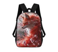 sinyumoney Red Fox Fantasy Children's Backpack, 17 Inch 3D Printed School Backpack, Backpack Cartoon Adjustable School Bag for Primary School