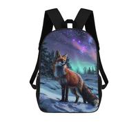 sinyumoney Red Fox Northern Lights School Backpack Daypacks Business Backpack Water Resistant Bookbag for Campus Outdoor Travel Sports 17inch