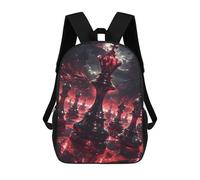 sinyumoney Red King Chess Piece 3D Printed 17inch School Bag Children's School Backpack Travel Backpacks Casual Fashion Bag for Kids School Students